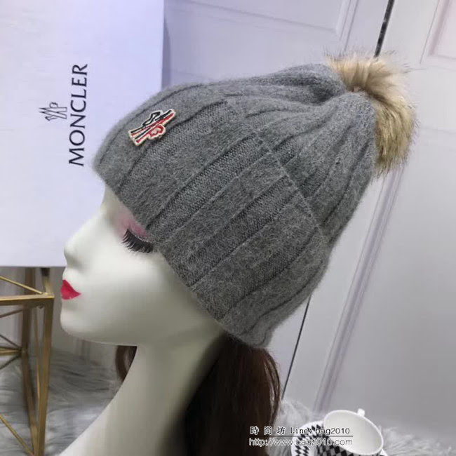 MONCIER蒙口 專櫃新品 原版高端狐狸毛球羊毛+兔絨 時尚百搭針織帽 LLWJ7895